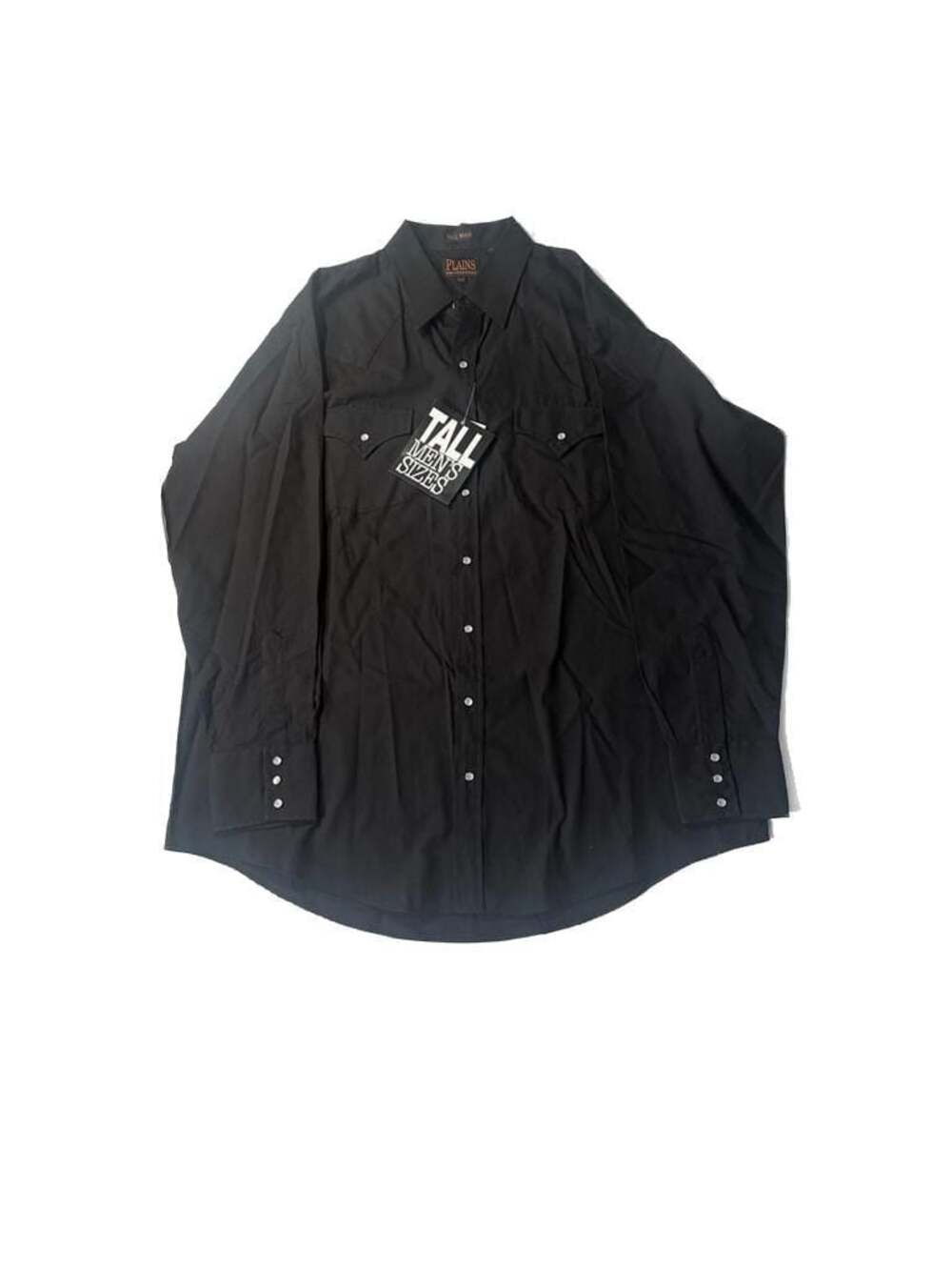 New/Tags Plains Western Wear Men's XLT Blk Pearl Snap Long Sleeve Western Shirt